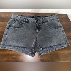 Kayden K. Women's Large Skinny Fit Denim Cutoff Shorts Fringe Black